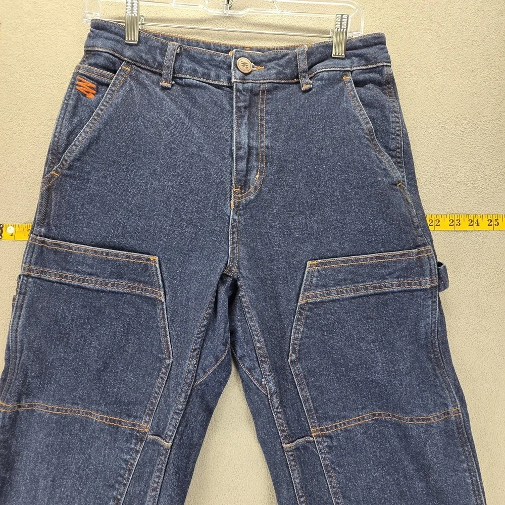 Ripton Jeans Mens 29 Blue Sport Utility Pant Workwear Zip Fly Raw Hem Panel Knee